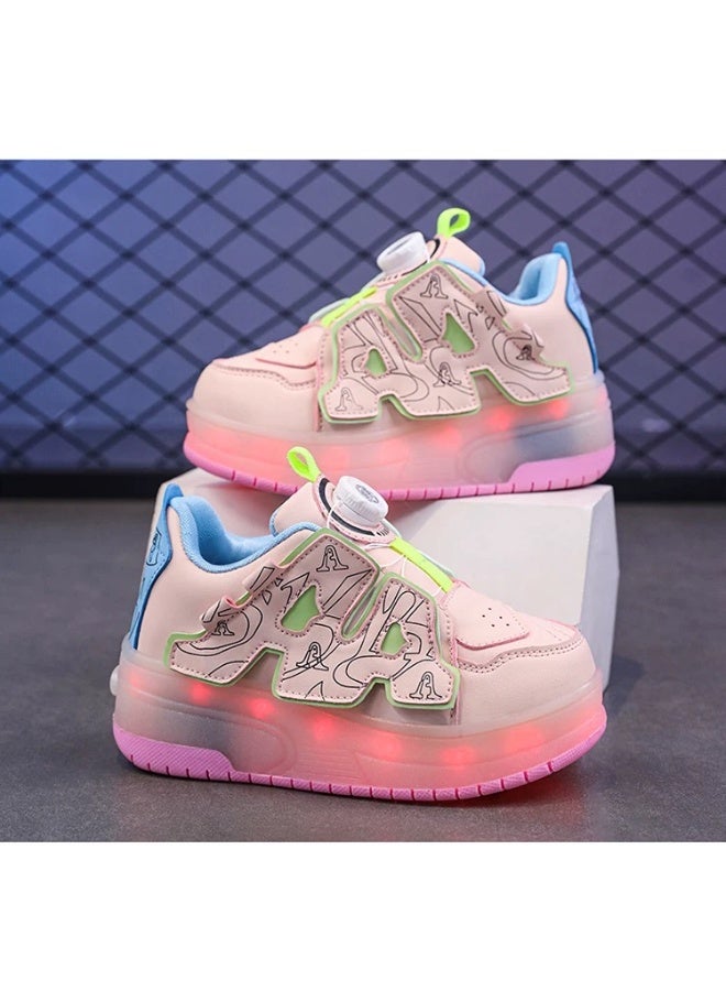LITTLE ROCKZ Two Wheel LED Flash Light Fashion Shiny Sneaker Skate Heelys Shoes With Lightning Sole - Image 3